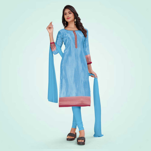 Gray and Blue Women's Premium Manipuri Cotton Plain Border Uniform Salwar  Kameez for Office Staff - Uniform Sarees Corp - India's Most Trusted Brand  for Uniforms